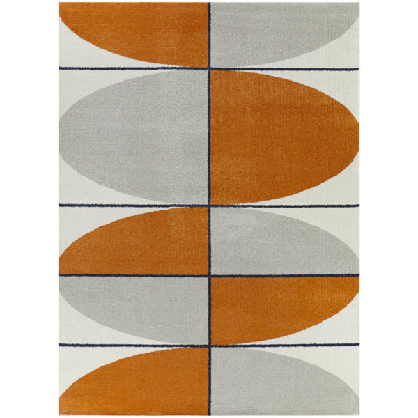 Corrigan Studio® Cristino Orange/Gray/White Modern Geometric Area Rug
